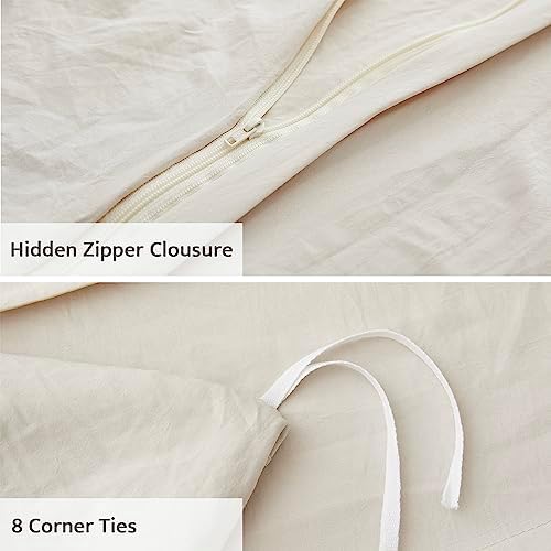 Oli Anderson 3PCS Pleated Duvet Cover Set, Light Khaki, King