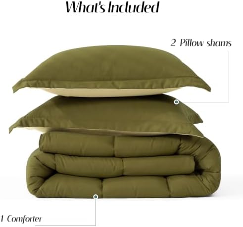 HIG 3pc Olive Twin/Twin XL Bedding Comforter Set Duvet Insert Blanket