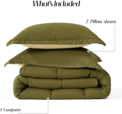 HIG 3pc Olive Twin/Twin XL Bedding Comforter Set Duvet Insert Blanket
