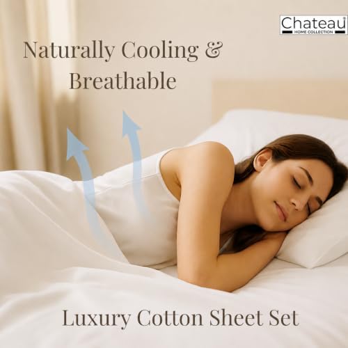 Queen Sheet Set, 400 Thread Count Bed Sheets Queen Size Set - Coconut Milk