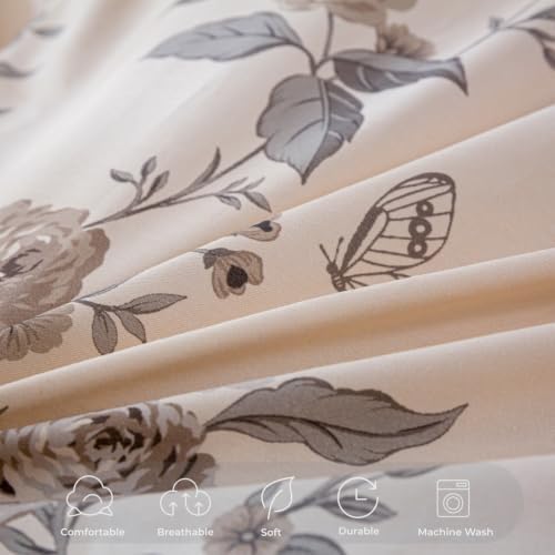 OAITE Twin Duvet Cover Set 3pcs 100% Cotton Vintage Dusty Pink Floral