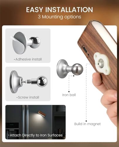 Rechargeable Wall Sconces Set of 2, Reading Light for Bed, Magnetic Lamp