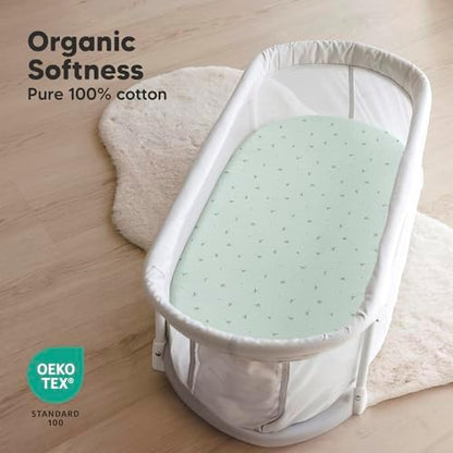 2pk Organic Baby Bassinet Sheets Boys, Girls, Fitted Sheet (Bunnies)
