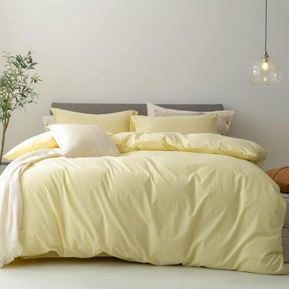 FOSSA Duvet Cover Set 100% Washed Cotton Linen Feel Super King