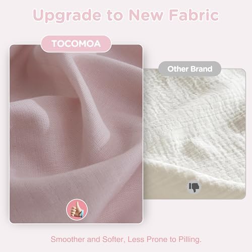 TOCOMOA 100% Muslin Cotton Duvet Cover Set, Pink, King