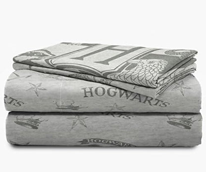 Jay Franco Kids Sheet Set with Fitted, Flat Sheets & Pillow Cover - Ultra-Soft Bedding with Pillowcase for Room Decor, Gray - Harry Potter, 4 Piece Full