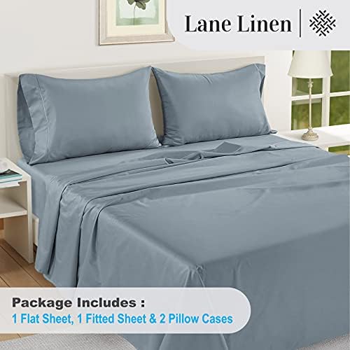 LANE LINEN Luxury Hotel Style 100% Egyptian Cotton Bed Sheets King Size – Mercerized Cotton, No-Pill, Fade-Resistant, Sustainably Produced King Bedding Set – Riviera Mist