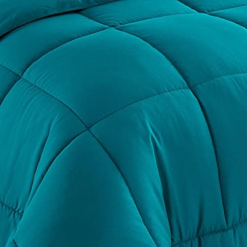 Sweet Home Collection 7 Piece Comforter Set Bag Solid Color All Season Soft Down Alternative Blanket & Luxurious Microfiber Bed Sheets, Teal, Queen