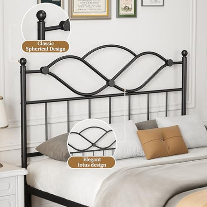 Queen Size Headboard Only Vintage Platform Headboard for Bed Frame Black