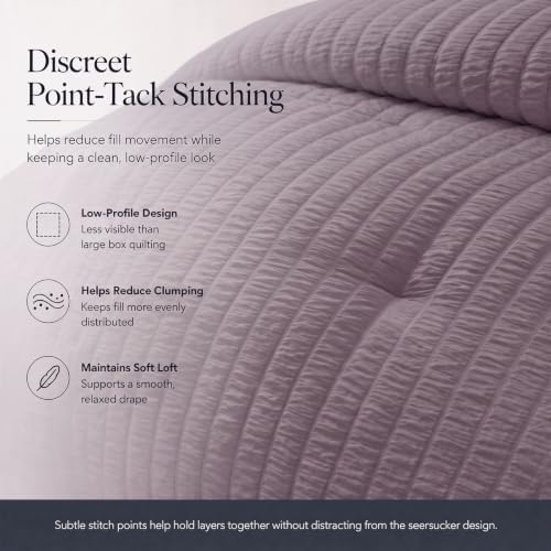 CozyLux Twin XL Comforter Set 5 Pieces Dusty Purple Seersucker Bed in a Bag