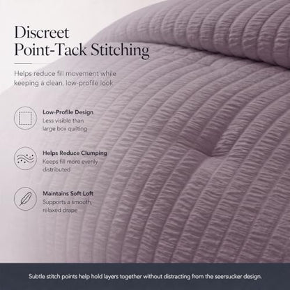 CozyLux Twin XL Comforter Set 5 Pieces Dusty Purple Seersucker Bed in a Bag