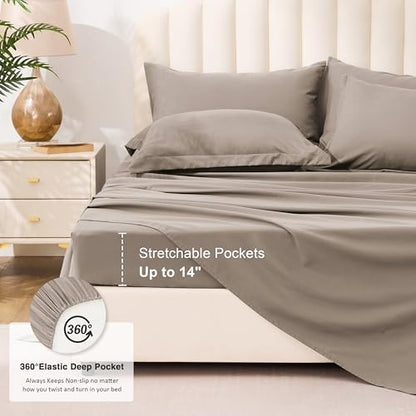 Love's cabin Full Comforter Set Light Brown, 7 Pieces Full Bed in a Bag, All Season Bedding Sets with 1 Comforter, 1 Flat Sheet, 1 Fitted Sheet, 2 Pillowcase and 2 Pillow Sham