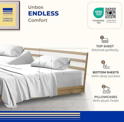 THREAD SPREAD 100% Egyptian Cotton Paradise Sheet Set 5 PC - Silver, Split King