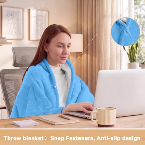 Heated Electric Blanket Twin, Soft Heating Blanket, 62" x 84", Azure