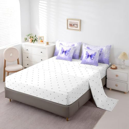 Feelyou Butterfly Comforter Set with Sheets 7 Piece Full Size Dreamy