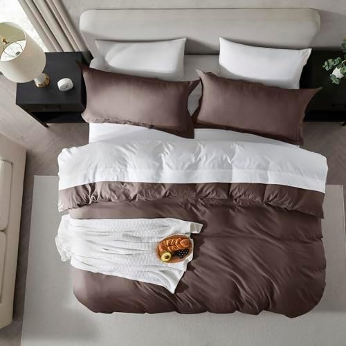Hearth & Harbor Prewashed California King Duvet Cover Set, Chocolate Brown