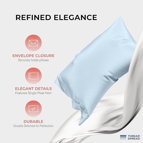 THREAD SPREAD 100% Egyptian Cotton Sheets California King Size - 1200 Series Plush Collection Cal King Size Sheets Set, 4 PC Luxury Bedsheet (Light Blue), Soft, Cooling, 17" Deep Pocket Bedsheet Set