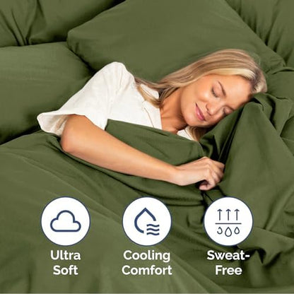 Cal King Size 4 Piece Sheet Set - Ultra Soft & Cooling Sheets - Deep Olive