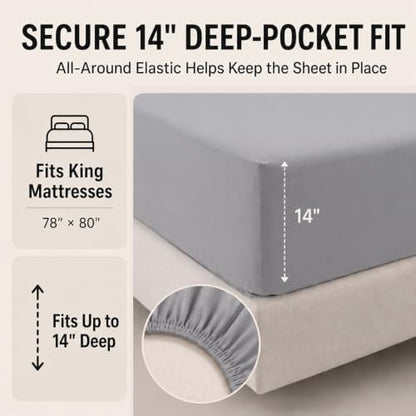 CozyLux King Size Comforter Set Grey - 7 Pieces Bed in a Bag