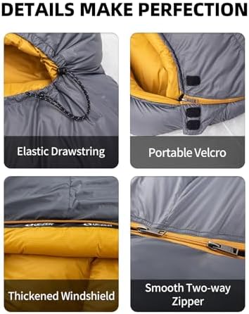 Down Sleeping Bag for Adults, 620 Fill Power Backpacking