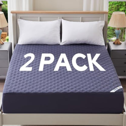 BEDLORE 2 Pack Waterproof Mattress Protector, Twin Size Mattress Pad