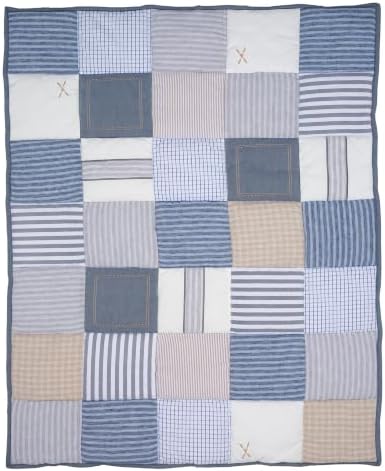 Lambs & Ivy Blue Patchwork Bears 3-Piece Nursery Baby Crib Bedding Set
