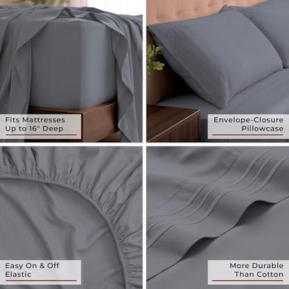 Mellanni Iconic 4-Piece, Ultra Soft Sheet Set (Cal King, Mineral Gray)