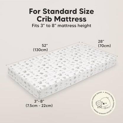 KeaBabies 2pk Organic Cotton Crib Sheets for Boys Girls 52x28, Savannah