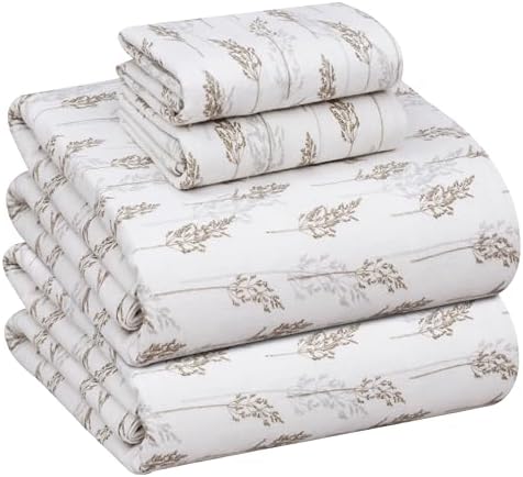 RUVANTI Flannel Sheets Set Full Size, Dried Straw