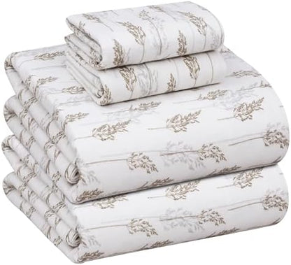 RUVANTI Flannel Sheets Set Full Size, Dried Straw