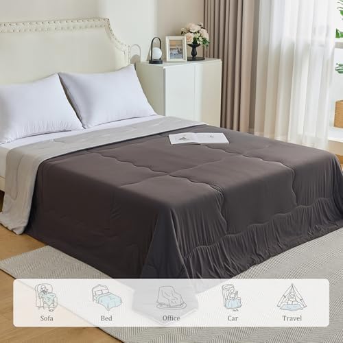 CHOSHOME Cooling Comforter Cooling Blanket, Q-Max 0.45 Cool Sleeping Summer Blanket for Hot Sleeper Night Sweats, Queen 90" x 90", Black 02