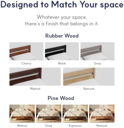 LIFEMENT Queen Bed Frame Classic Wood Platform, Noise Free, Under Bed Storage, No Box Spring Needed, Easy Assembly, Gray