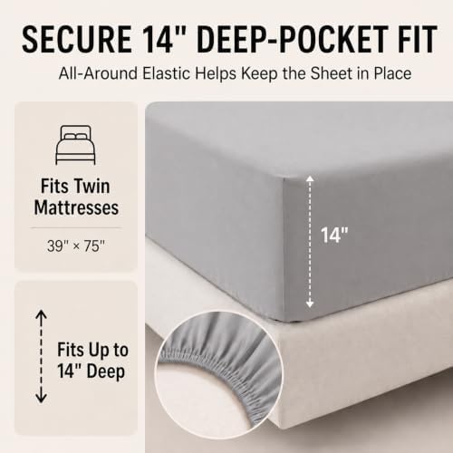 CozyLux Twin Comforter Set French Grey - 5 Pieces Bed in a Bag