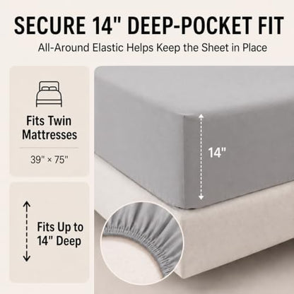 CozyLux Twin Comforter Set French Grey - 5 Pieces Bed in a Bag