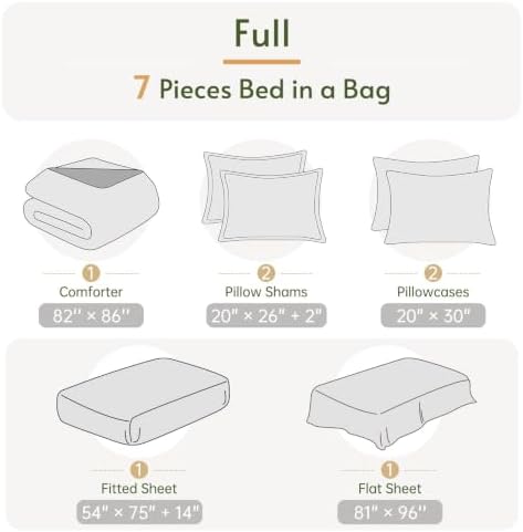 Full Comforter Set with Sheets - 7 Pieces Bed in a Bag Green Bedding Sets