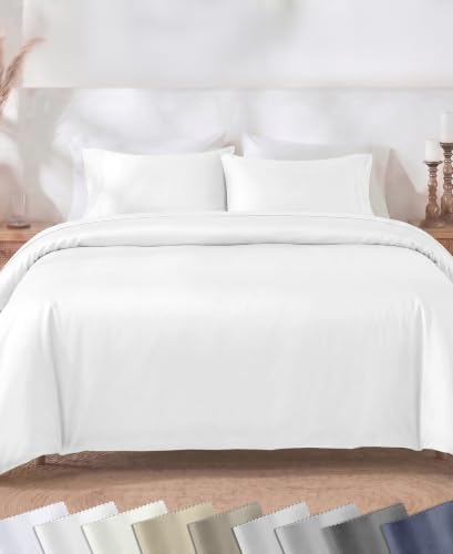California Design Den Luxury Duvet Cover Set Queen, Antique White