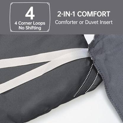 MUXHOMO Oversized King Comforter Sets, All Season Ultra Soft Down Alternative Bedding - 3 Piece Lightweight Bed Set Includes 1 Comforter (120"x98") and 2 Pillow Shams (20"x36"), Dark Grey