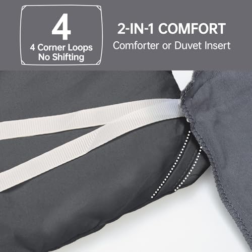 MUXHOMO California King Comforter Set, All Season Ultra Soft Down Alternative Bedding - 3 Piece Lightweight Bed Set Includes 1 Comforter (104"x96") and 2 Pillow Shams (20"x36"), Dark Grey