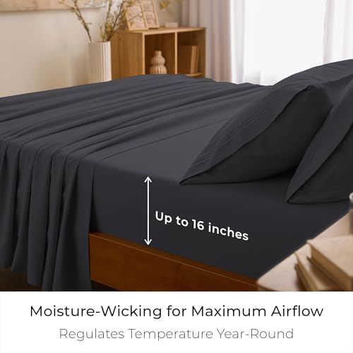 Mellanni Iconic 4-Piece, Ultra Soft Sheet Set (California King, Charcoal)