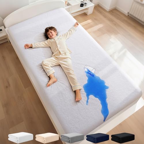 OhGeni Waterproof Mattress Protector, Twin Size Mattress Pad Fitted with Deep Pocket 6"-18", Breathable Noiseless & Soft, Washable Dirt-Proof Mattress Cover for Home, Hotel, White, Daybed Cover