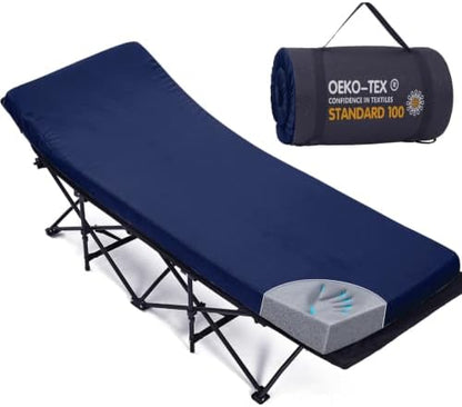 CYMULA Camping Cot Pad 2 Inch Memory Foam, Pad Only,Camping Pad for Folding Cot and Foldable Cot, Portable Roll Up Camp Gear for Car Camping Travel Tent, Non-Slip Waterproof Bottom, Removable Cover