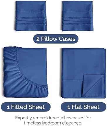 Full Size 4 Piece Sheet Set - Ultra Soft & Cooling Bed Sheets - Cobalt Blue