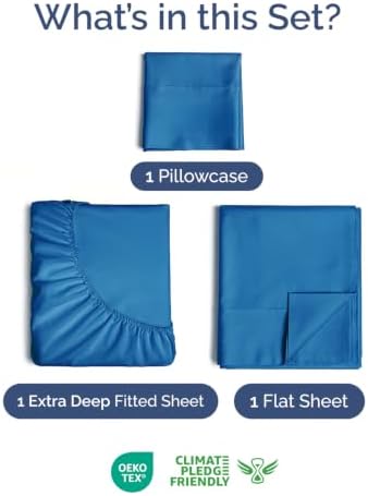 Extra Deep Pocket Twin Size Sheet Set - Breathable & Cooling - Royal Blue