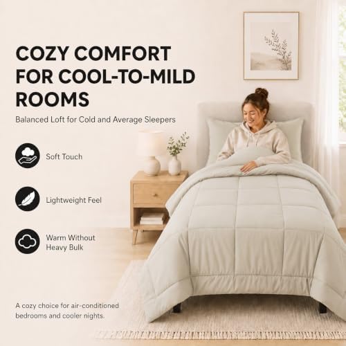 CozyLux Twin XL Comforter Set Beige - 5 Pieces Twin XL Bed in a Bag