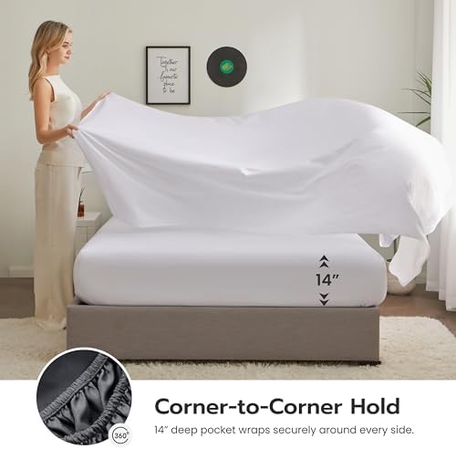 Joiedomi Queen Comforter Set with Sheets White, 7 Pieces Queen Bed Set with 1 Down Alternative Comforter, 1 Flat Sheet, 1 Fitted Sheet, 2 Pillowcases and 2 Pillow Shams, Bed in a Bag for All Seasons