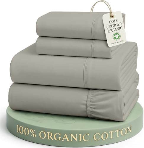 LANE LINEN California King Size Bed Sheet Set 100% Organic Cotton - Silver