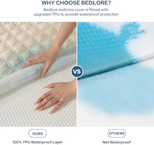 BEDLORE Waterproof Full Size Mattress Protector, Deep Pocket Fit, Washable