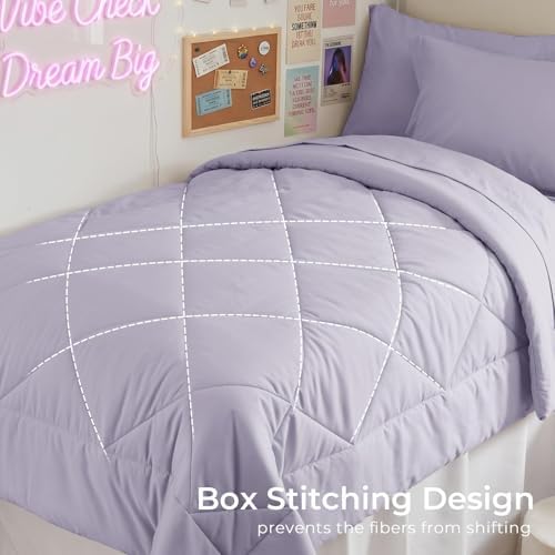 HEVUMYI 5-Piece Twin XL Comforter Set, Light Purple Bed in a Bag