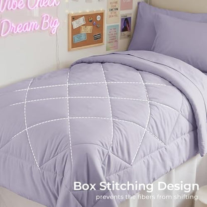HEVUMYI 5-Piece Twin XL Comforter Set, Light Purple Bed in a Bag