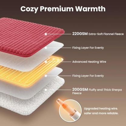 Homemate Electric Heated Heating Blanket Queen Size 84"x90" Dual Control